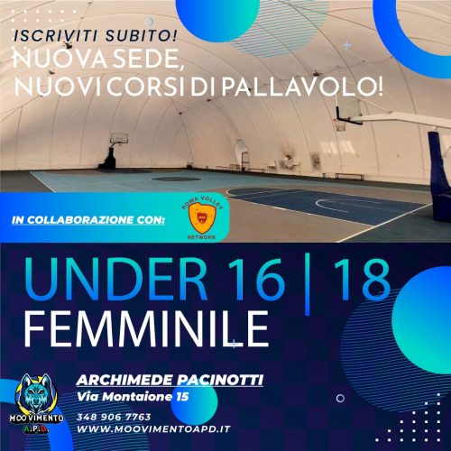 Nuovi corsi di pallavolo femminile Under 16 e Under 18 alla scuola Archimede Pacinotti!